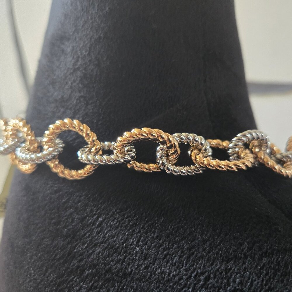 Tory Burch Gold and Silver Textured Rope Necklace - Picture 8 of 14